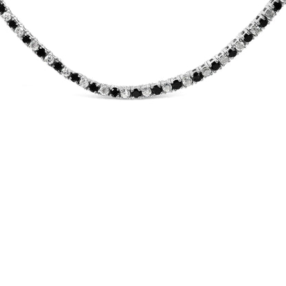 White and Black Diamond Tennis Necklace