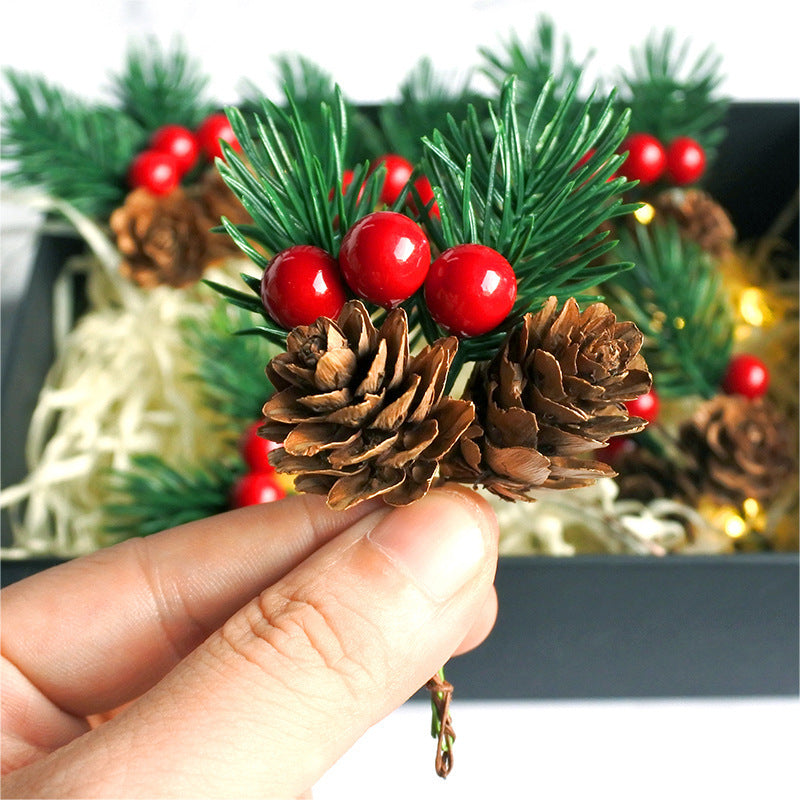 Christmas Decorations Pine Branches Pine Needle Red Pine Cone Pendant