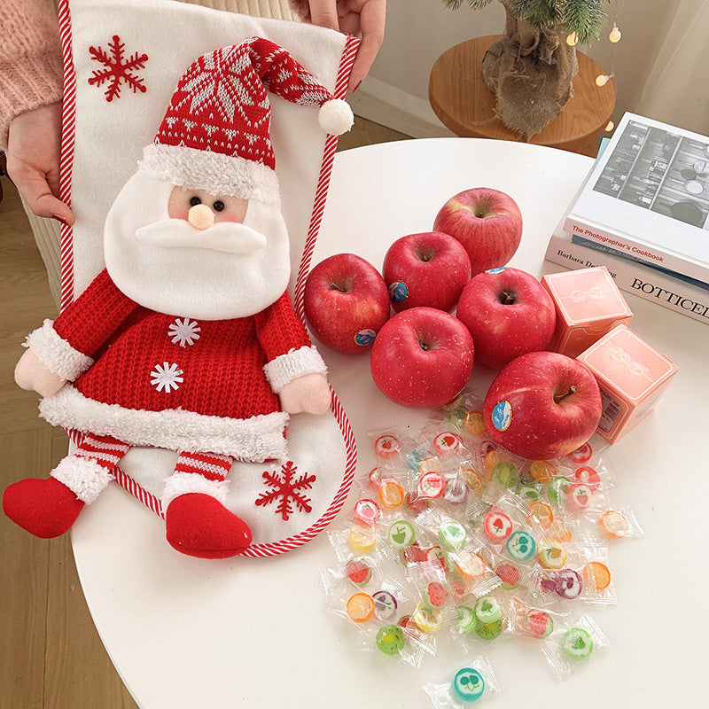 Christmas Decorations Knitted Three-dimensional Snowman Gift Bag For The Elderly