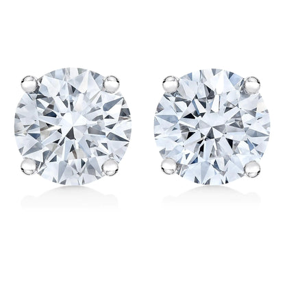 14K White Gold 1/2 Cttw 4-Prong Set Brilliant Round-Cut Solitaire Lab Grown Diamond Push Back Stud Earrings (F-G Color, VS2-SI1 Clarity)