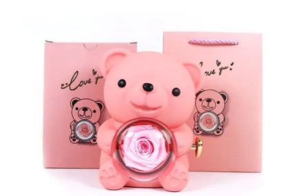 Eternal Rose Teddy Bear Jewelry Box & Necklace