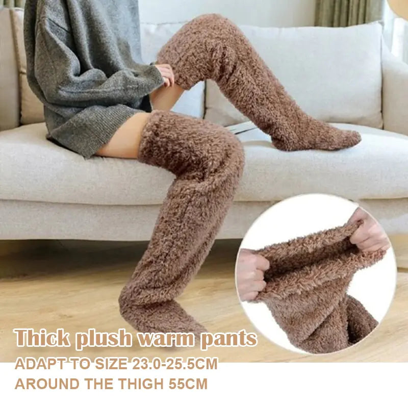 Over Knee High Fuzzy Long Socks - The Snow Owls
