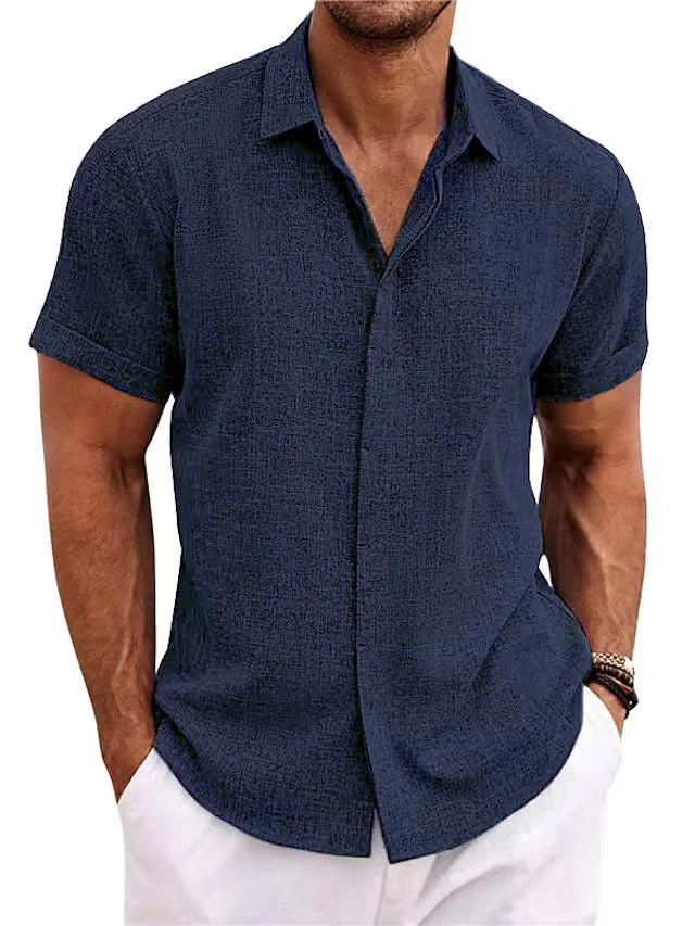 V-Neck Cotton Linen Shirt