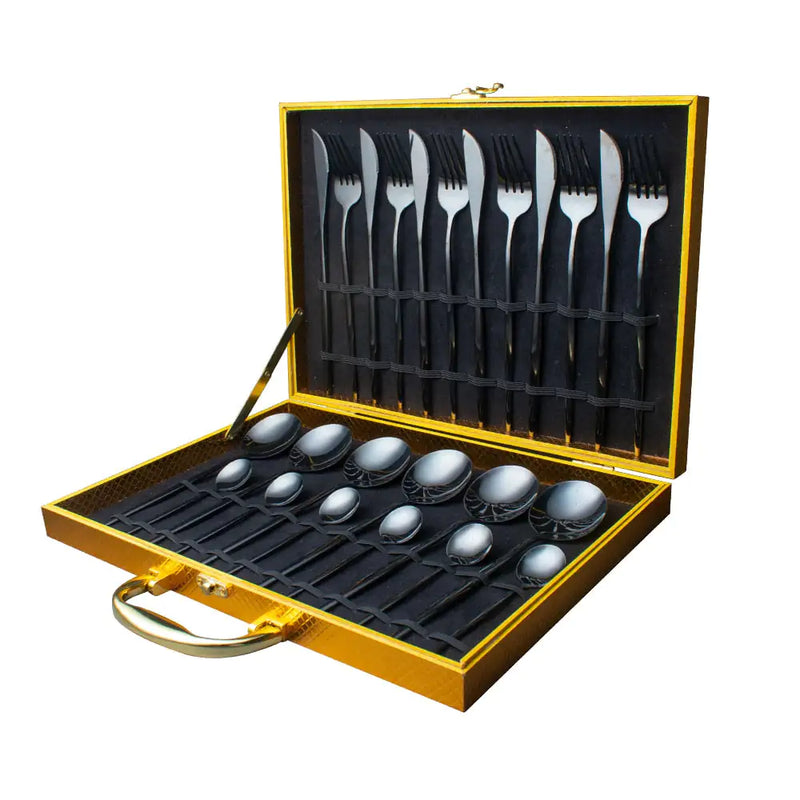 24pcs Gold Stainless Steel Cutlery Set - The Snow Owls