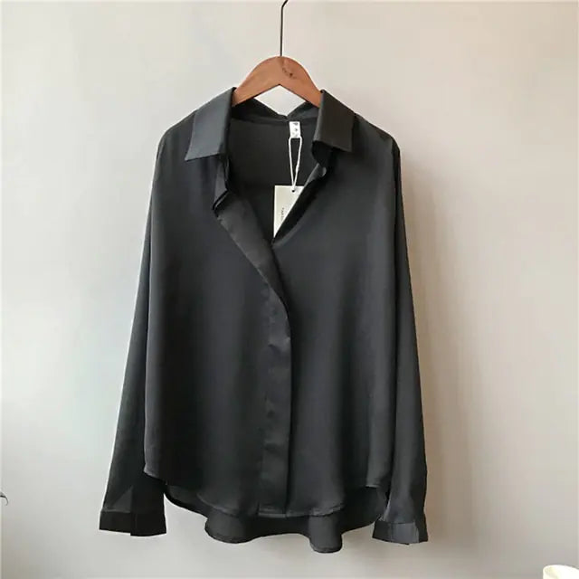 Chic V-Neck Silk Blouse - The Snow Owls