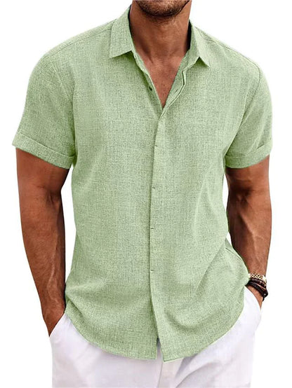 V-Neck Cotton Linen Shirt