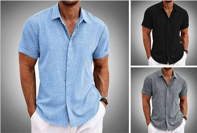 V-Neck Cotton Linen Shirt