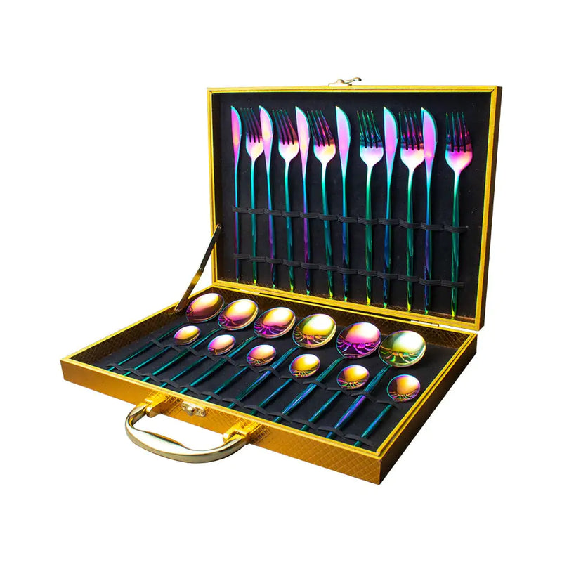 24pcs Gold Stainless Steel Cutlery Set - The Snow Owls