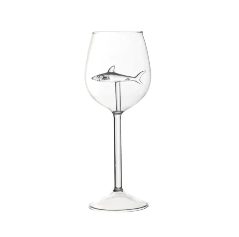 Shark Inside Red Wine Glass - The Snow Owls