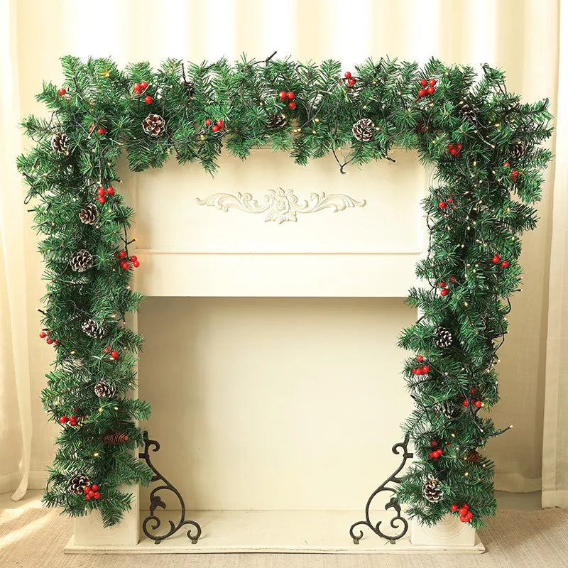 Garland Cane Christmas Decoration Pre-Lit 2.7m Green Garland Cane Decoration