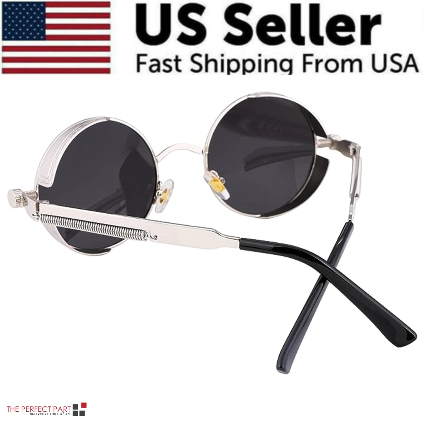 Retro Round Polarized Sunglasses Men Women Vintage Gothic Steampunk Glasses