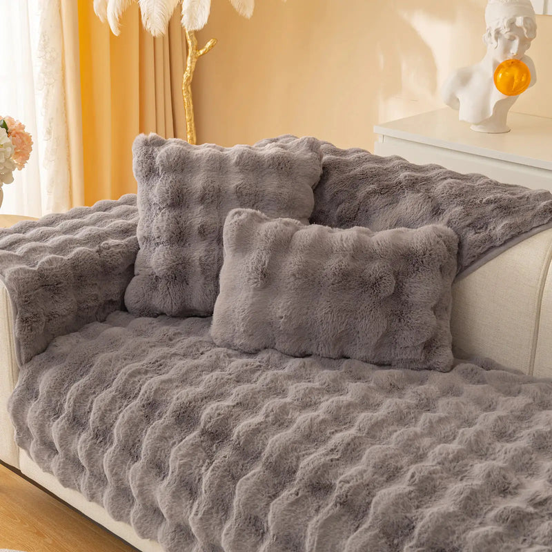Super Soft Shaggy Non-Slip Plush Sofa Cover - The Snow Owls