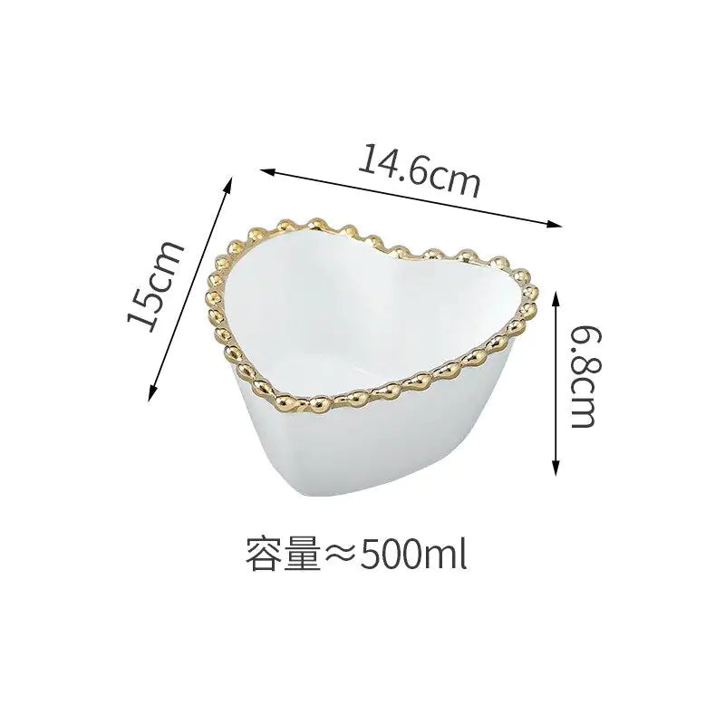 Nordic Gold Bead Ceramic Dinner Plates - The Snow Owls