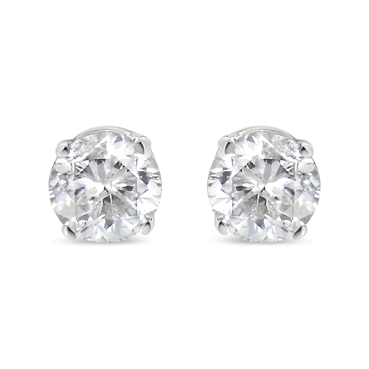 14K White Gold 1/2 Cttw 4-Prong Set Brilliant Round-Cut Solitaire Lab Grown Diamond Push Back Stud Earrings (F-G Color, VS2-SI1 Clarity)