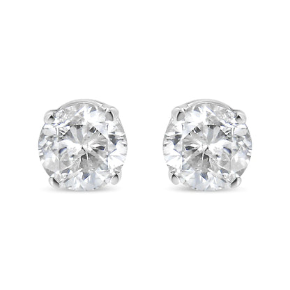 14K White Gold 1/2 Cttw 4-Prong Set Brilliant Round-Cut Solitaire Lab Grown Diamond Push Back Stud Earrings (F-G Color, VS2-SI1 Clarity)