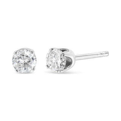 14K White Gold 1/2 Cttw 4-Prong Set Brilliant Round-Cut Solitaire Lab Grown Diamond Push Back Stud Earrings (F-G Color, VS2-SI1 Clarity) - The Snow Owls