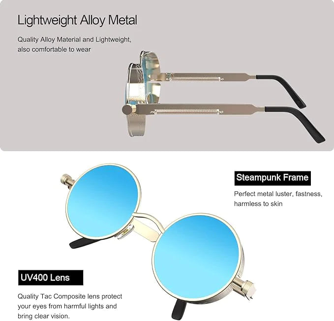 Retro Round Polarized Sunglasses Men Women Vintage Gothic Steampunk Glasses - The Snow Owls