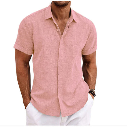 V-Neck Cotton Linen Shirt