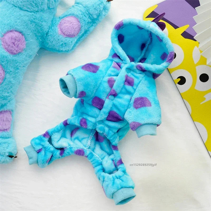 1PC Pet Clothing Dog Cat Autumn and Winter Thickened Warm Blue Dinosaur Hooded Coat For Small Medium Dogs - The Snow Owls