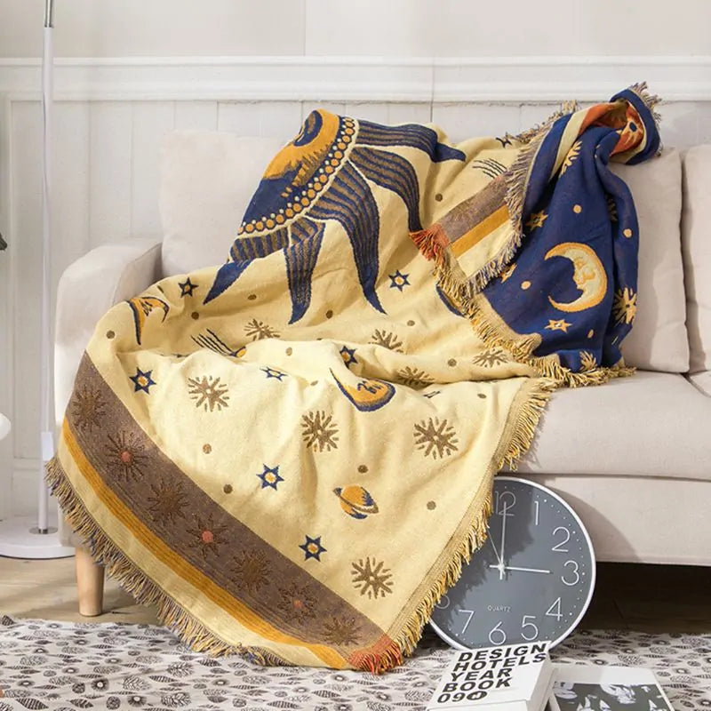 Sun Moon Stars Sofa Blanket - The Snow Owls