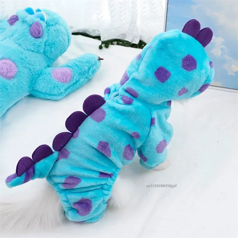 1PC Pet Clothing Dog Cat Autumn and Winter Thickened Warm Blue Dinosaur Hooded Coat For Small Medium Dogs - The Snow Owls