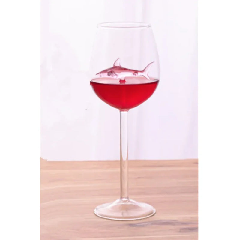 Shark Inside Red Wine Glass - The Snow Owls