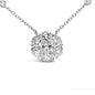 14K White Gold 3.0 Cttw Lab Grown Diamond Floral Cluster and Station 18" Pendant Necklace (G-H Color, VS2-SI1 Clarity)