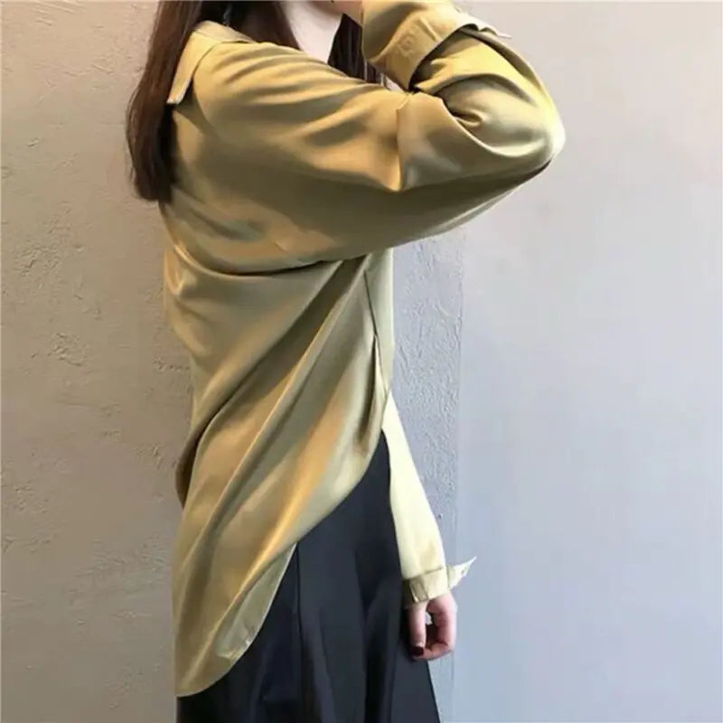 Chic V-Neck Silk Blouse - The Snow Owls