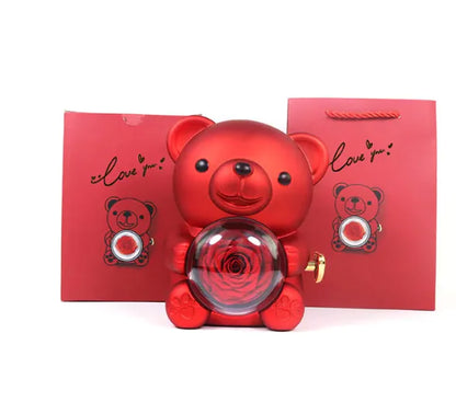 Eternal Rose Teddy Bear Jewelry Box & Necklace