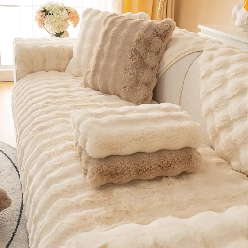 Super Soft Shaggy Non-Slip Plush Sofa Cover - The Snow Owls