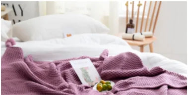 Nordic Fringed Knit Wool Blanket - The Snow Owls