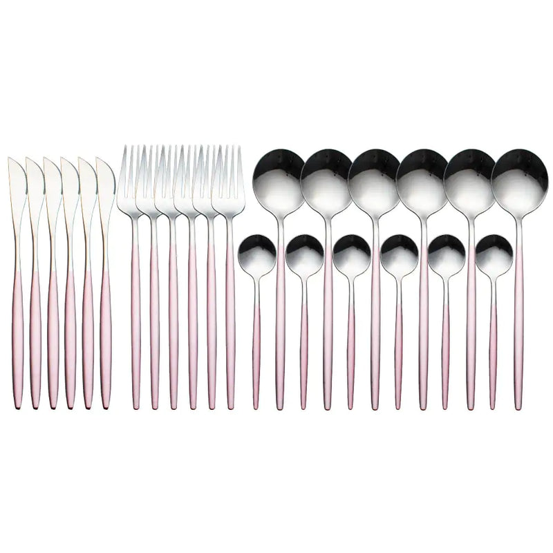 24pcs Gold Stainless Steel Cutlery Set - The Snow Owls