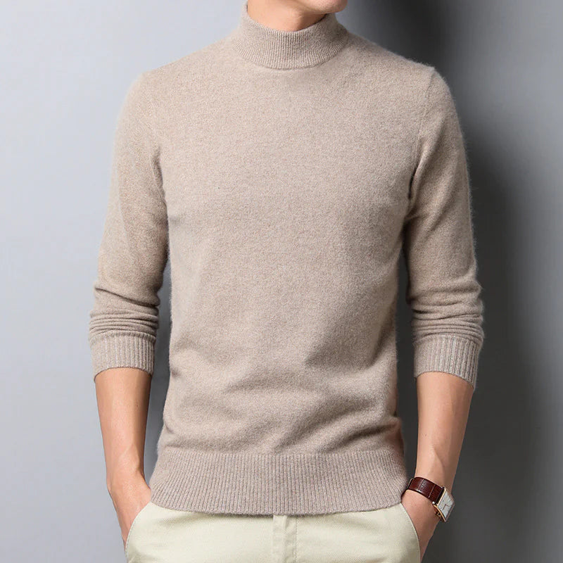 Men's Thick Knit Half-High Collar Pullover Sweater