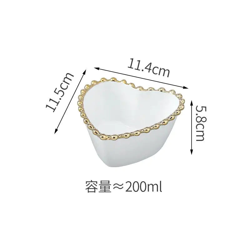 Nordic Gold Bead Ceramic Dinner Plates - The Snow Owls