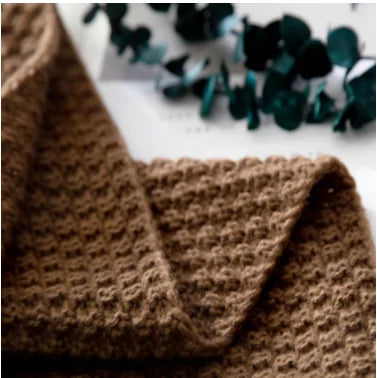 Nordic Fringed Knit Wool Blanket - The Snow Owls