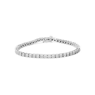 .925 Sterling Silver Lab Grown Diamond Illusion-Set Miracle Plate Tennis Bracelet - 7.25" Inches - The Snow Owls