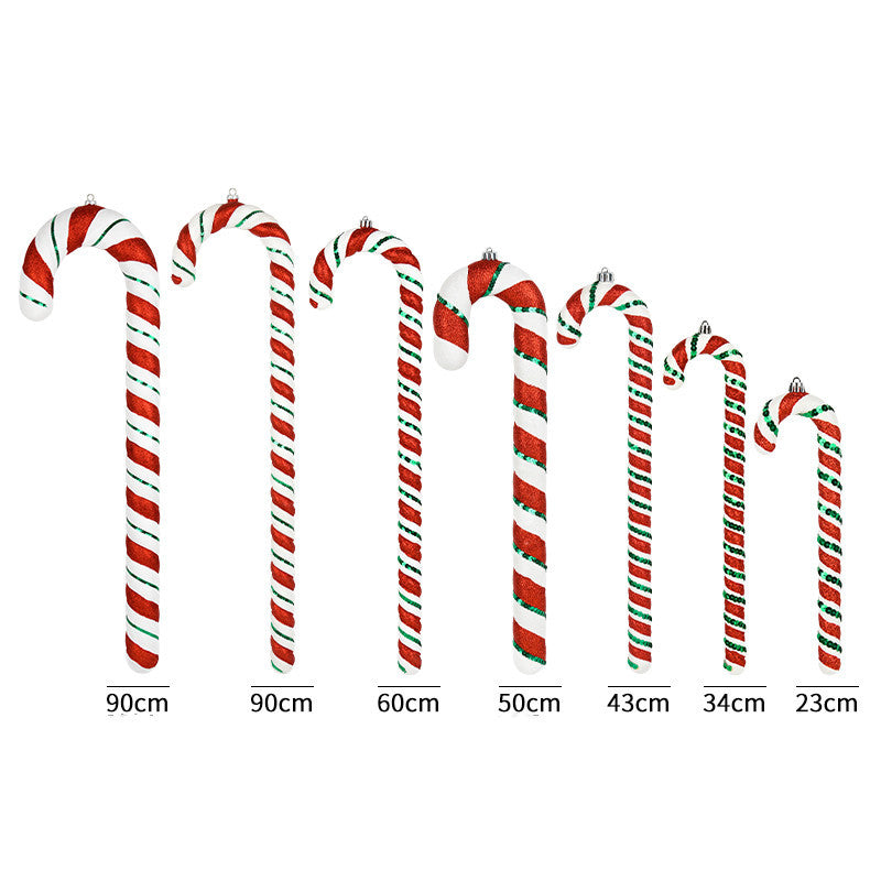 Red White And Green Painted Glitter Crutches Photography Shooting Props Christmas Decorations