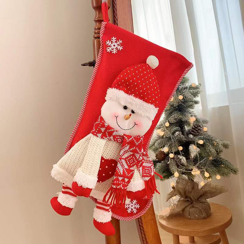 Christmas Decorations Knitted Three-dimensional Snowman Gift Bag For The Elderly
