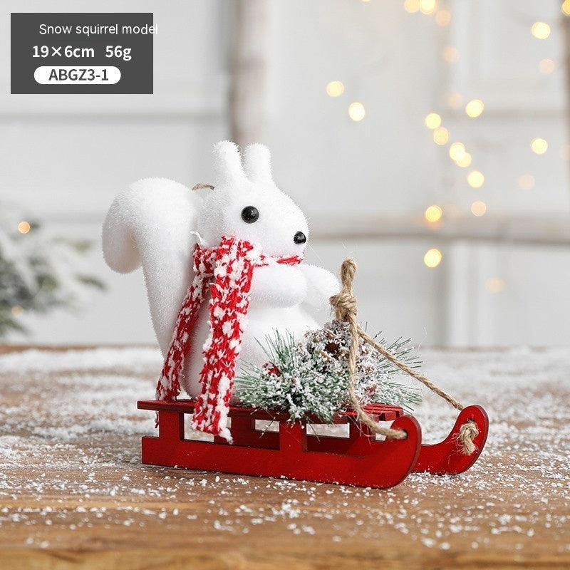 Christmas Snowman Sled Elk Squirrel Polar Bear Decorations Desktop Ornaments