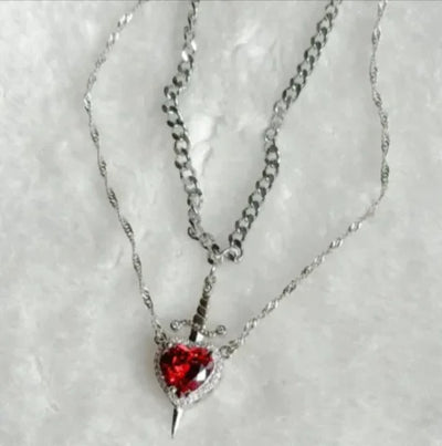 Red Crystal Love Dagger Pendant - The Snow Owls