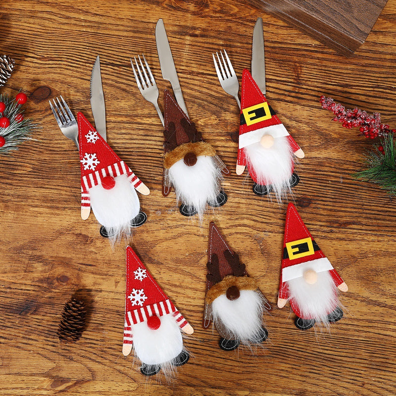 Christmas Knife And Fork Cloth Cover Felt Cloth Home Dining Table Decorations