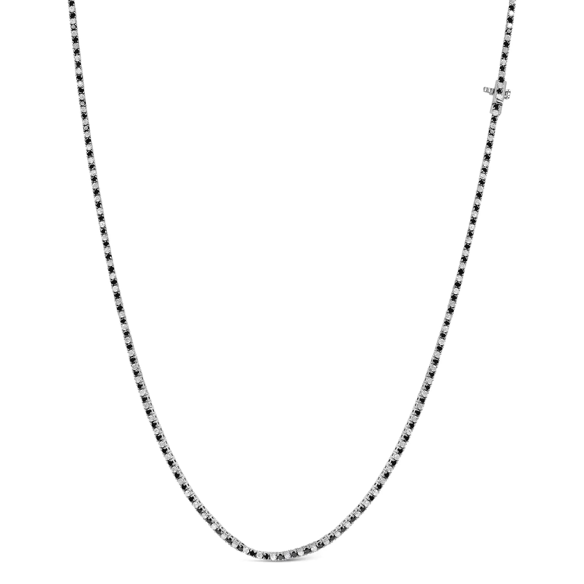 White and Black Diamond Tennis Necklace