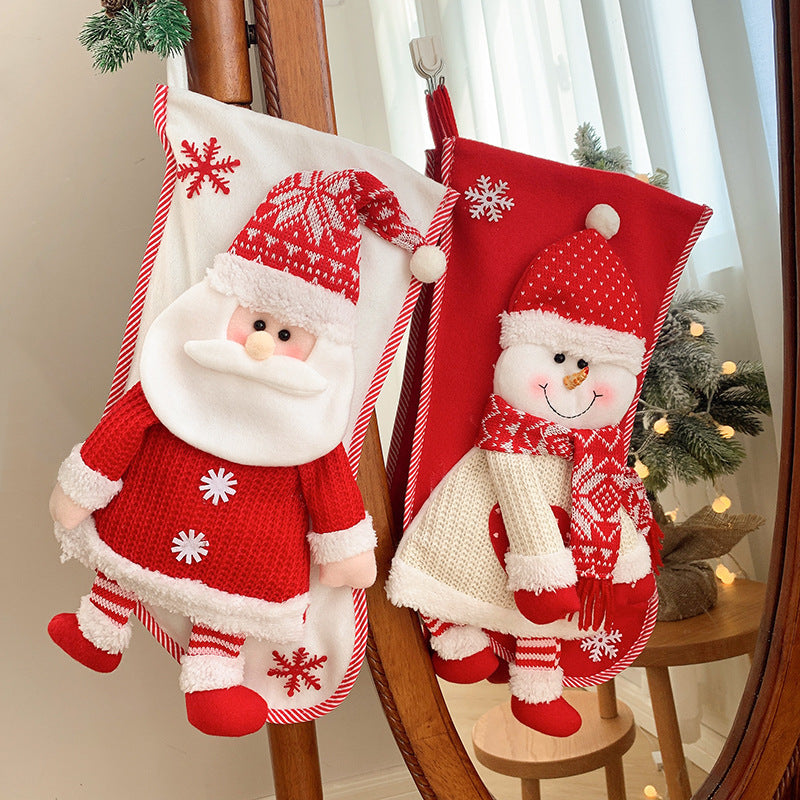 Christmas Decorations Knitted Three-dimensional Snowman Gift Bag For The Elderly