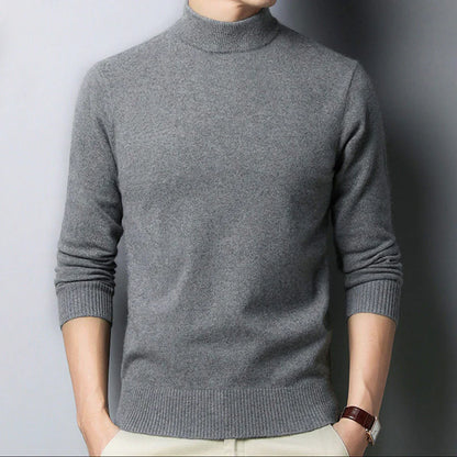 Men's Thick Knit Half-High Collar Pullover Sweater