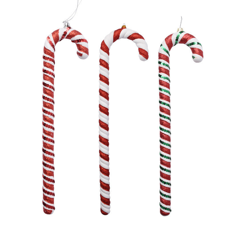 Red White And Green Painted Glitter Crutches Photography Shooting Props Christmas Decorations