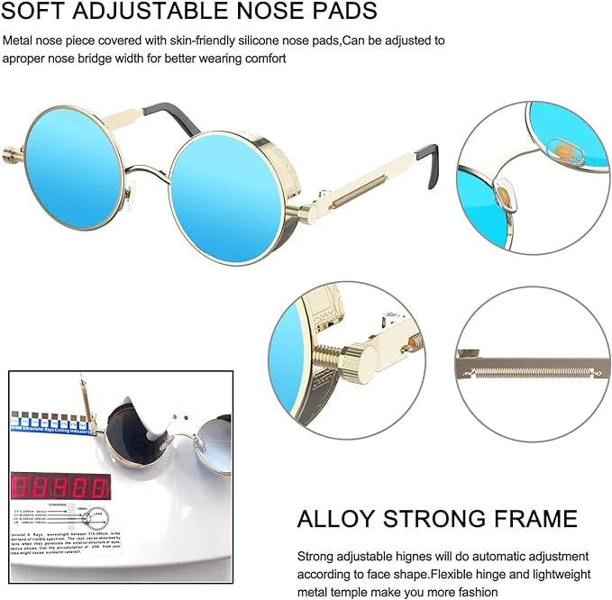 Retro Round Polarized Sunglasses Men Women Vintage Gothic Steampunk Glasses - The Snow Owls