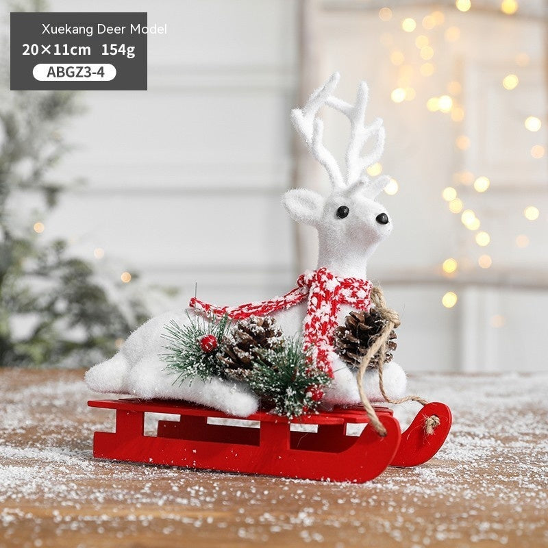Christmas Snowman Sled Elk Squirrel Polar Bear Decorations Desktop Ornaments