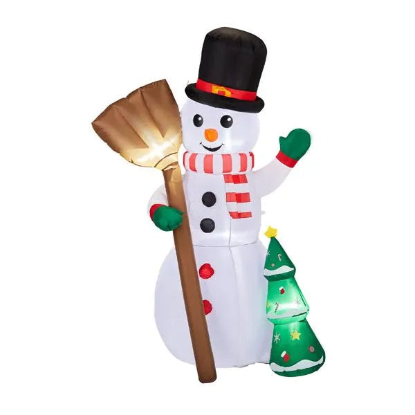 6.2FT Lighted Christmas Inflatable Decoration, Inflatable Snowman Holding Broom, Funny Blow Up Yard Decorations With Built-in LED Lights For Holiday Party Front Yard Lawn Garden Decor