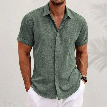 V-Neck Cotton Linen Shirt