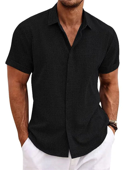 V-Neck Cotton Linen Shirt